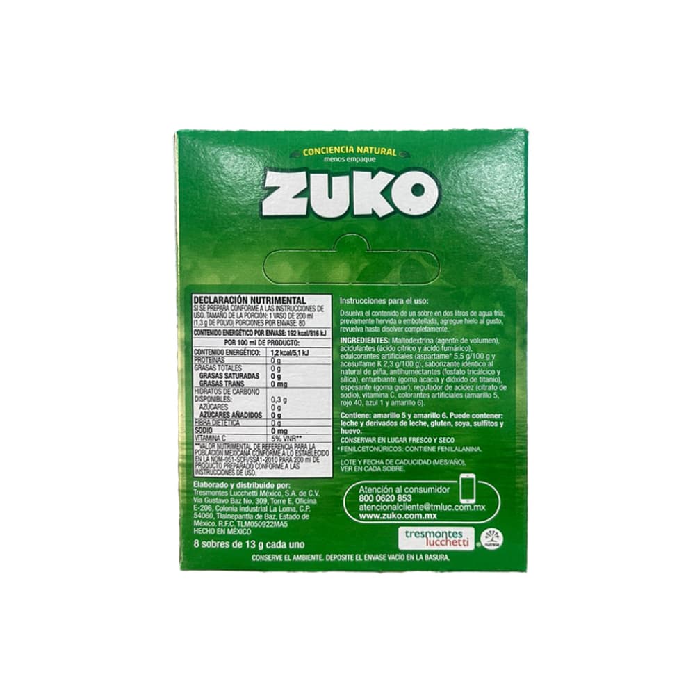 Refresco instantáneo sabor piña Zuko (104 g / 3.66 oz) - Miniatura 2