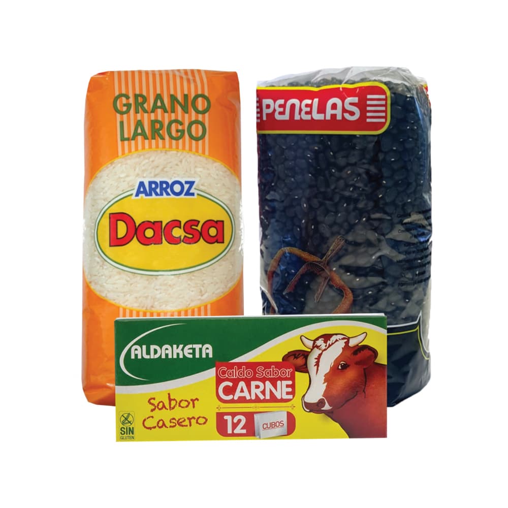 Arroz largo + Frijol negro + Caldo sabor carne - Imagen 1