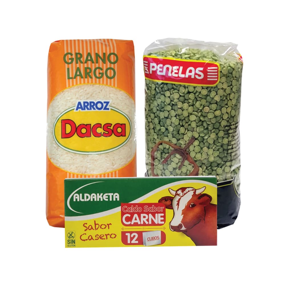 Arroz largo + Chícharos verdes partidos + Caldo sabor carne - Imagen 1