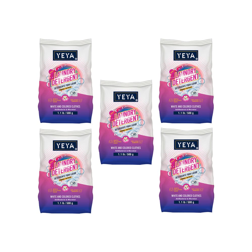 Detergente en polvo con aroma a flores YEYA (5 x 500 g / 1.1 lb) - Miniatura 1