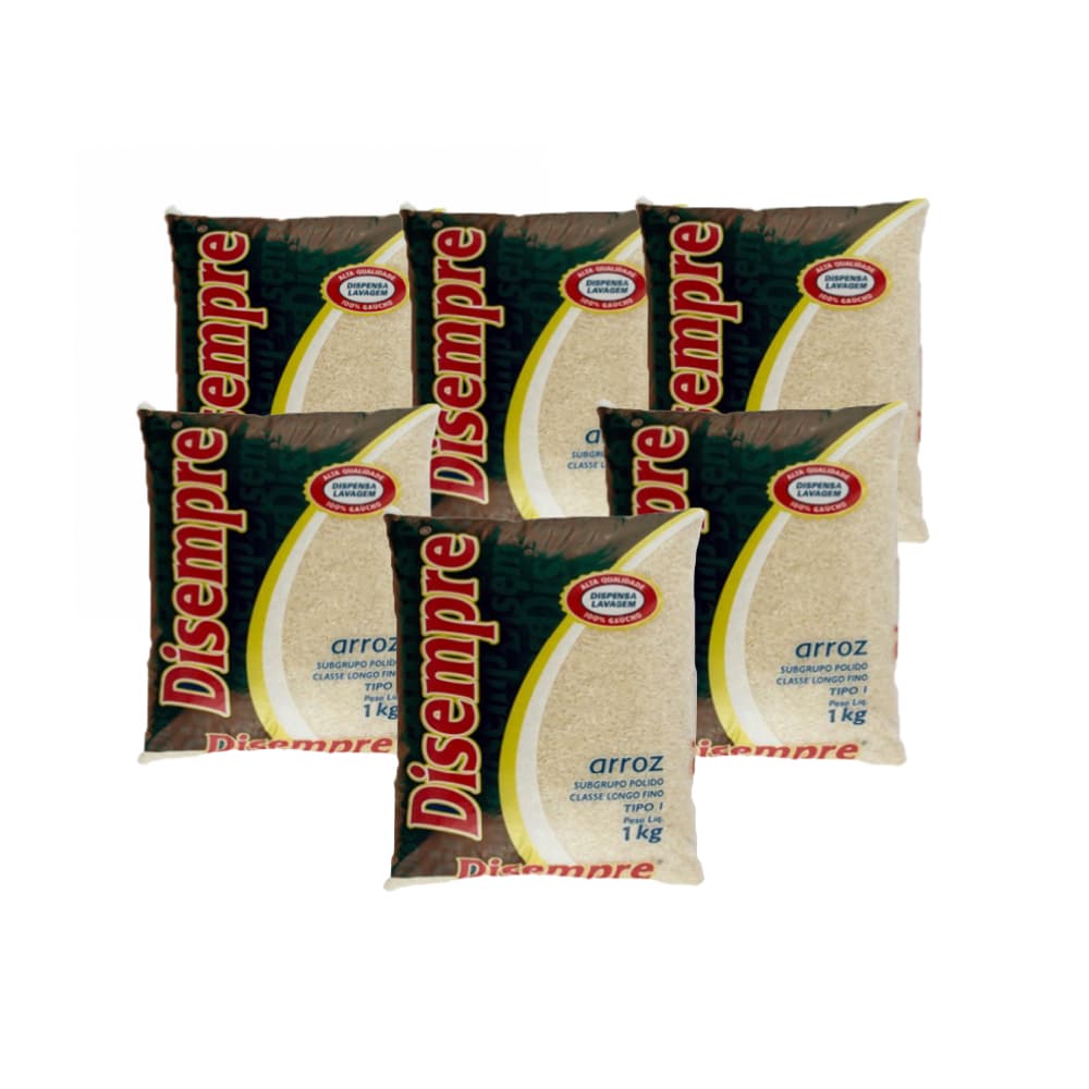 Arroz grano largo Disempre (6 x 1 kg / 2.2 lb) - Imagen 1