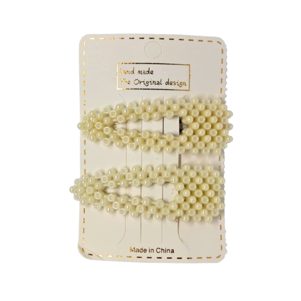 Par de ganchos con perlas blancas para el cabello Gutza - Miniatura 4