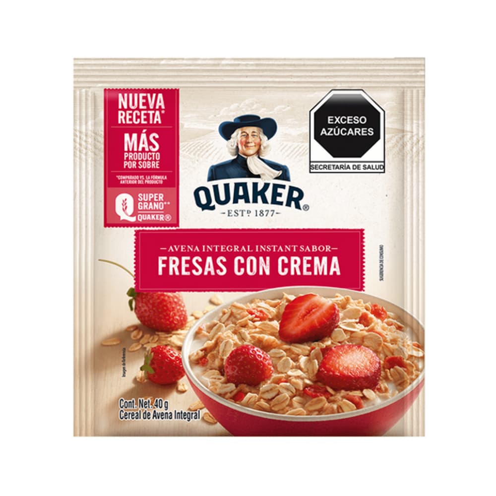 Avena integral sabor a fresa con crema Quaker (35 g / 1.23 oz) - Imagen 1
