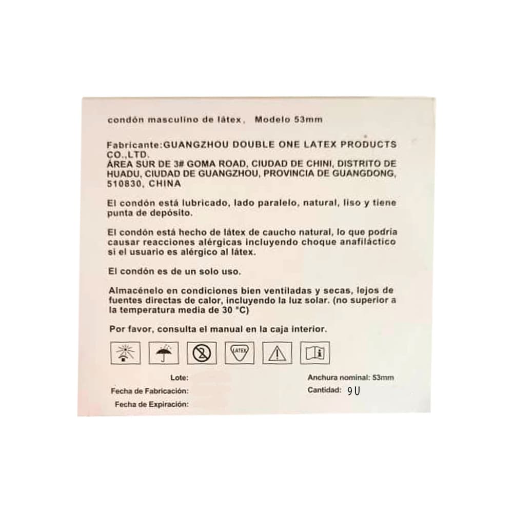 Condón masculino de látex Guangzhou (9 U) - Miniatura 2