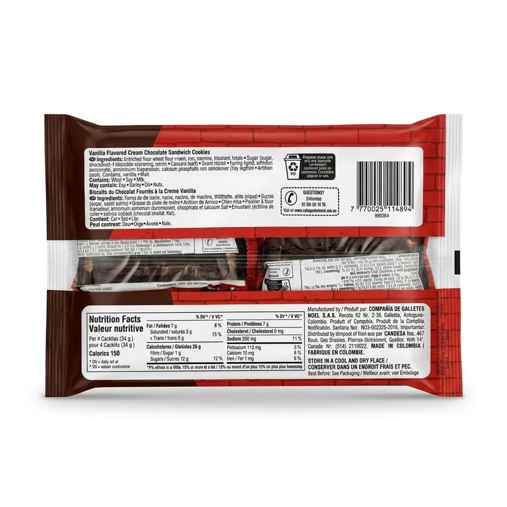 Galletas dulces de chocolate rellenas con crema sabor a vainilla Festival (403 g / 14.2 oz) - Miniatura 4