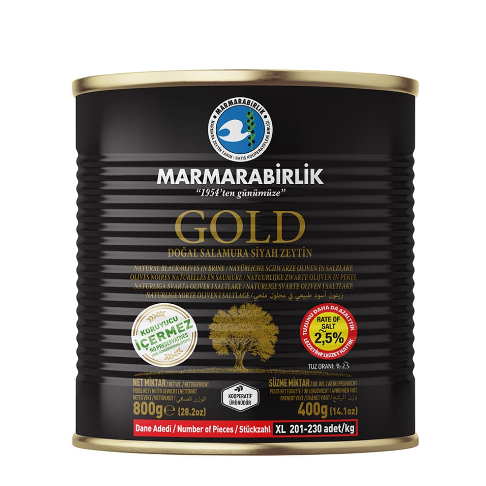 Aceitunas negras naturales en salmuera Marmarabirlik (800 g / 1.76 lb) - Imagen 1