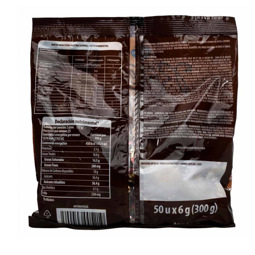 Caramelo con leche rellenos con chocolate Arcor Butter Toffees (300 g / 10.58 oz) - Miniatura 2