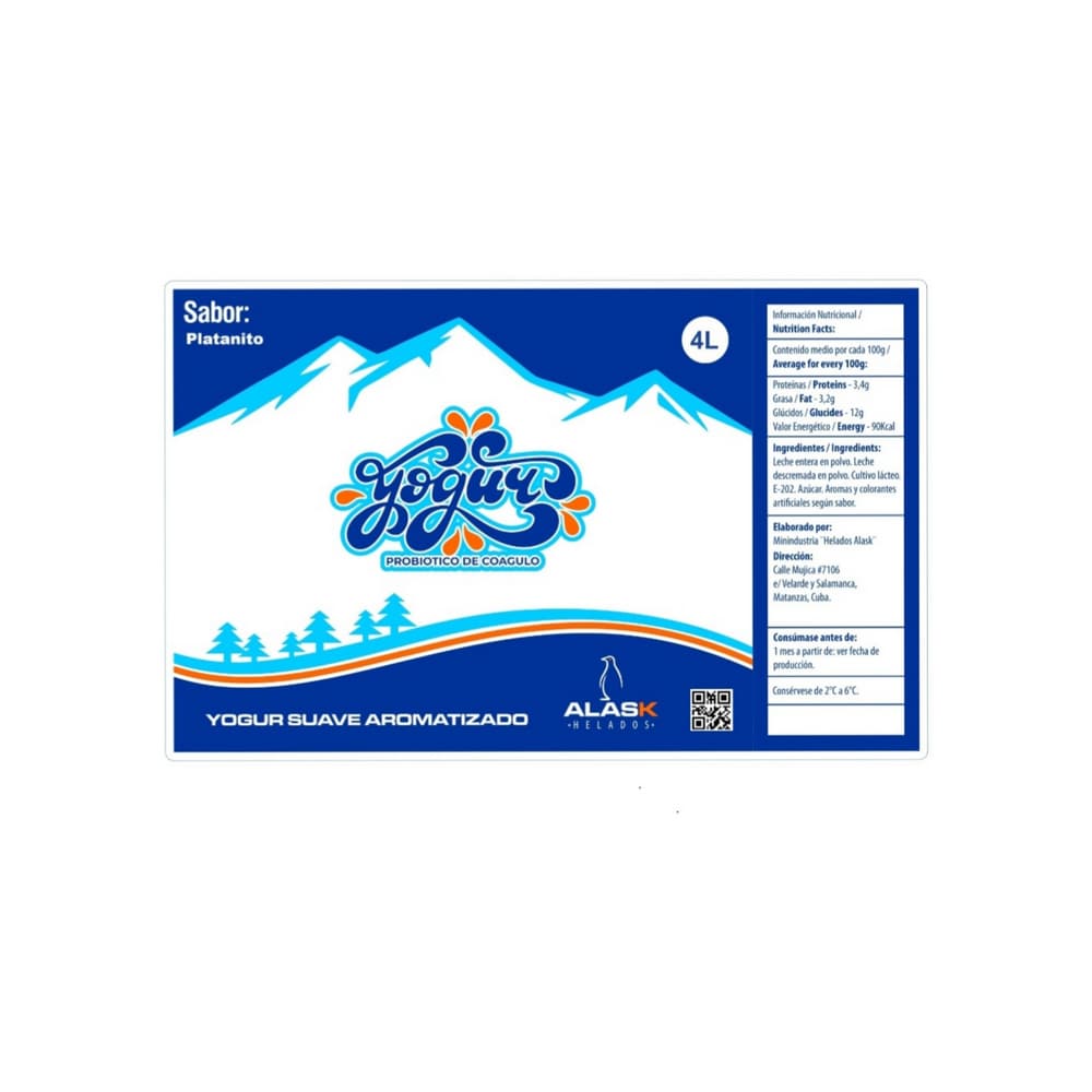 Yogurt probiótico de coágulo sabor platanito Alask (4 L) - Miniatura 2