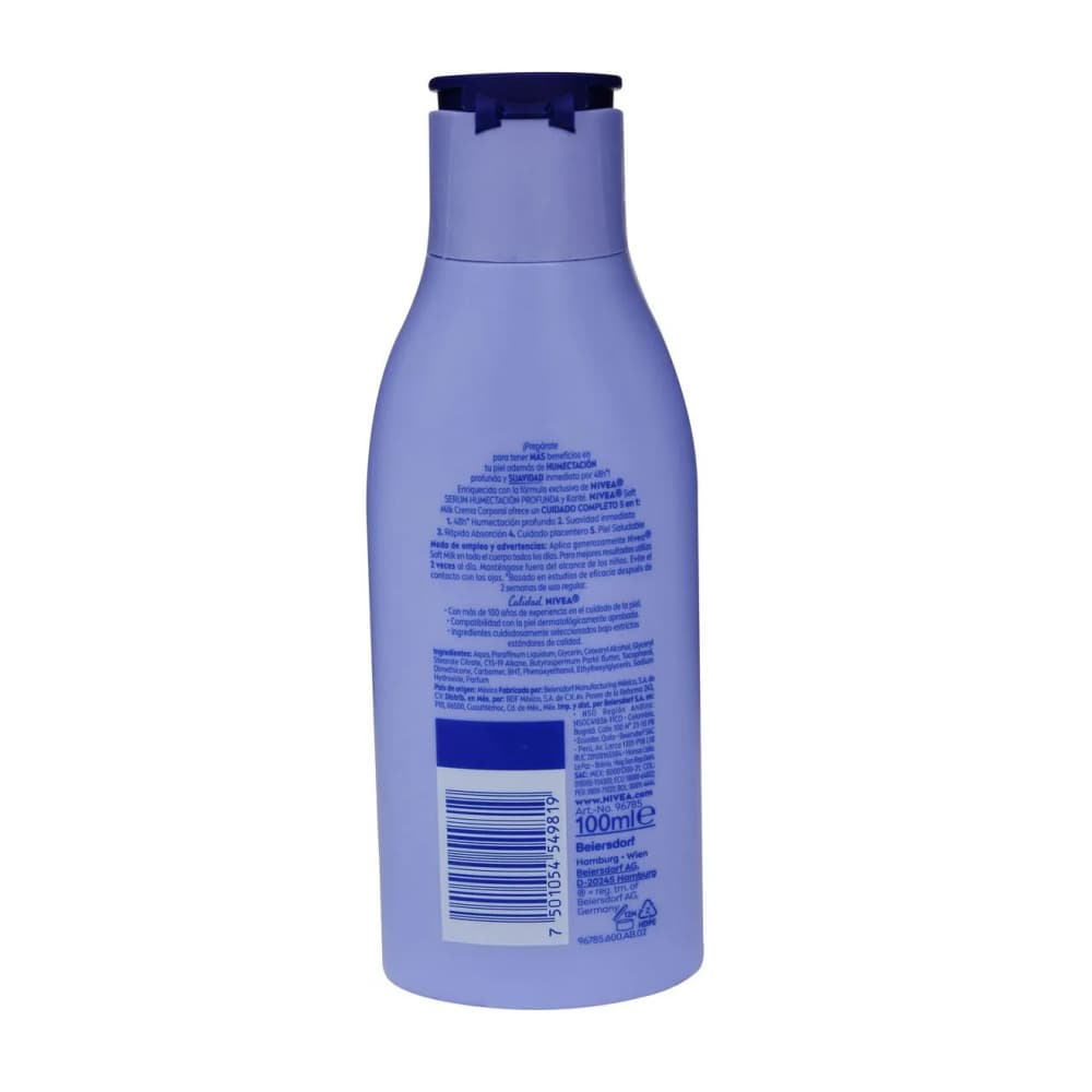Crema corporal con karité para piel seca Soft Milk Nivea (100 ml) - Miniatura 2