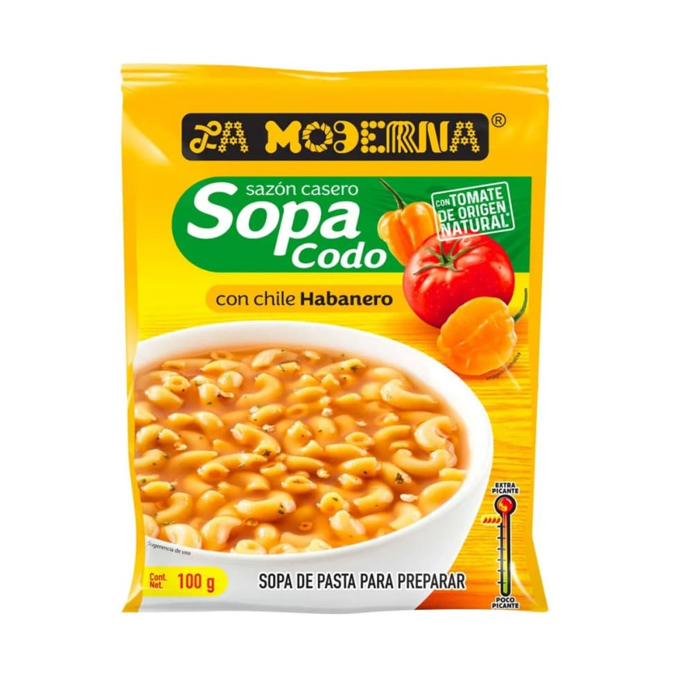 Sopa de codito con tomate y chile habanero La Moderna (100 g / 3.5 oz) - Imagen 1