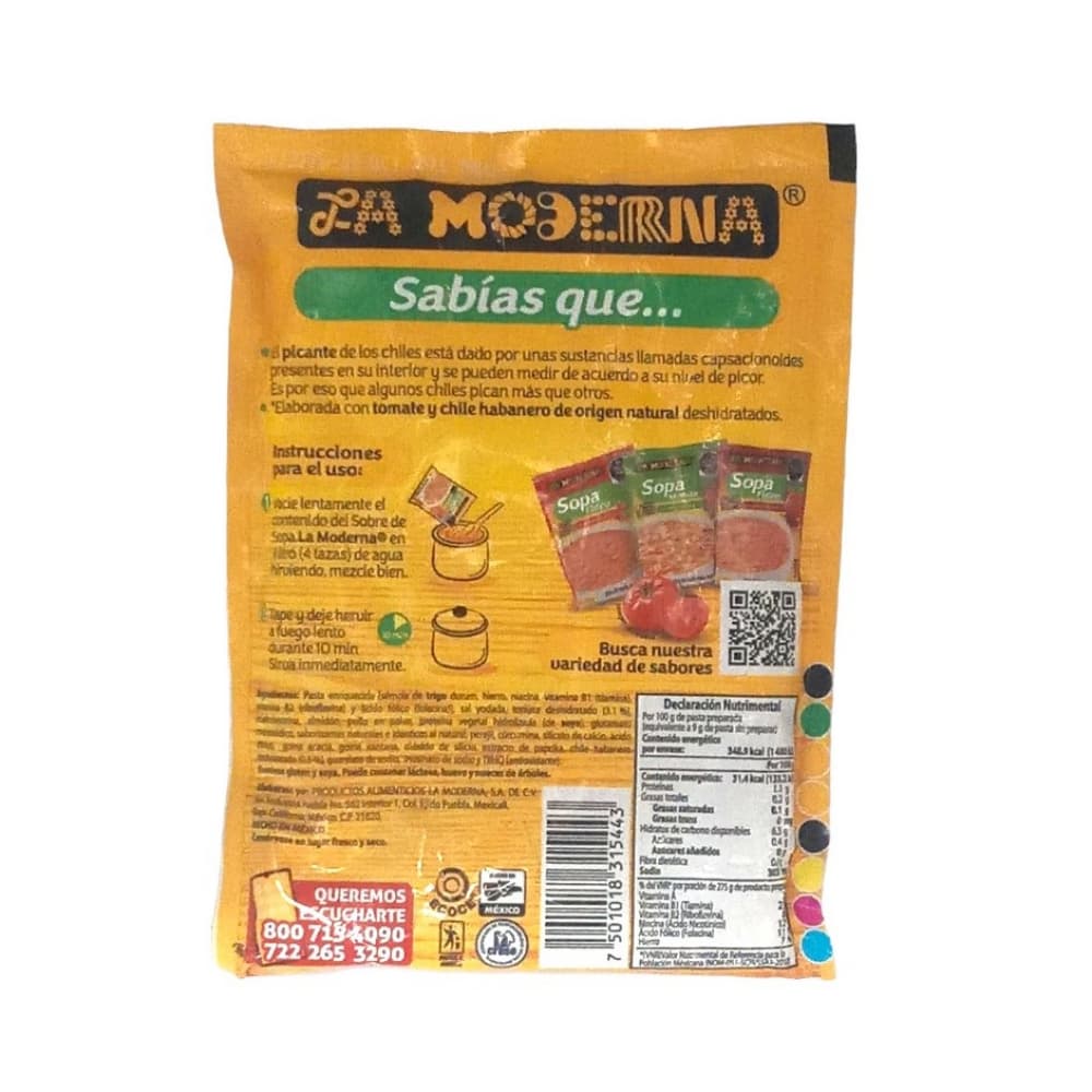 Sopa de codito con tomate y chile habanero La Moderna (100 g / 3.5 oz) - Miniatura 2