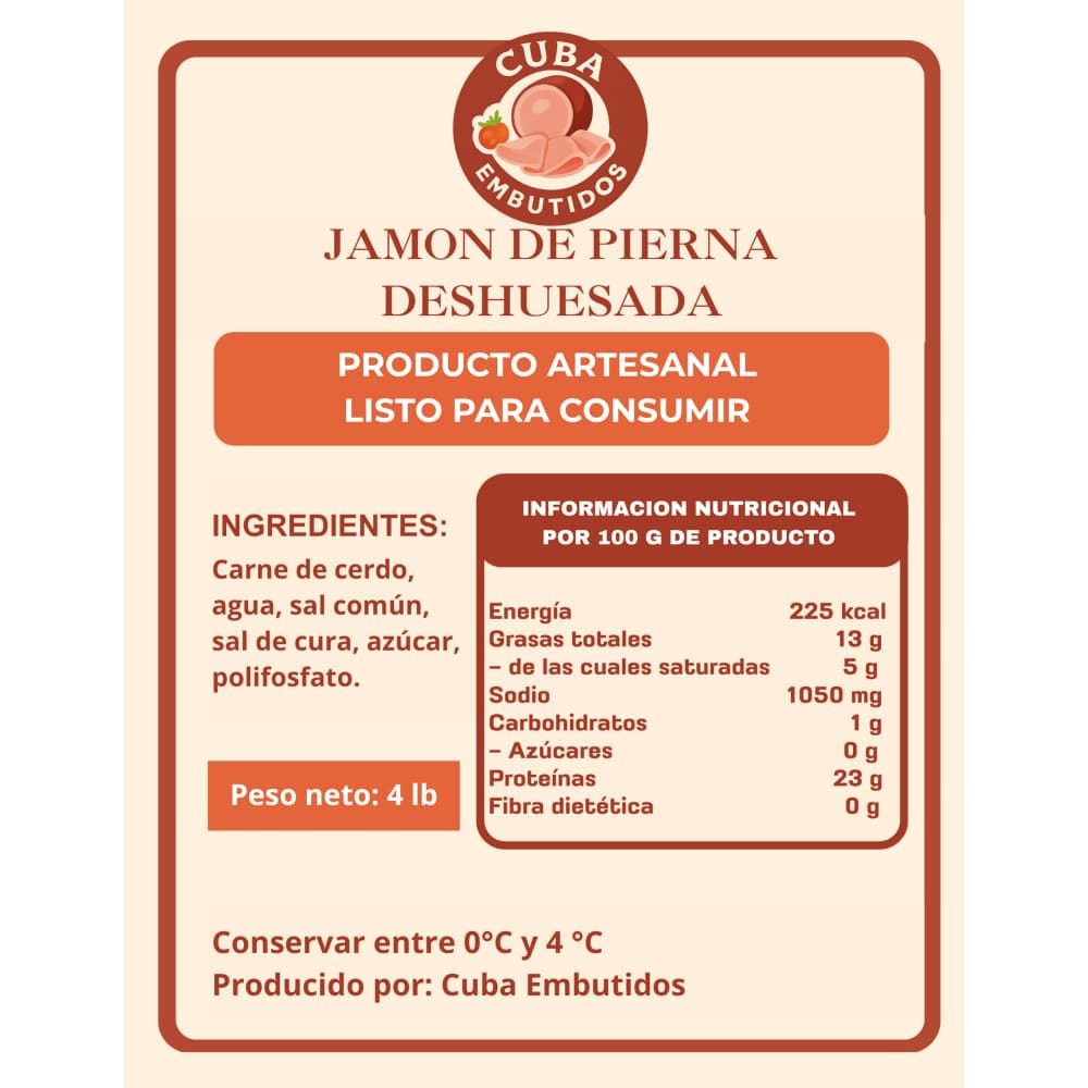Jamón de pierna deshuesada Cuba Embutidos (1.8 kg / 4 lb) - Miniatura 5