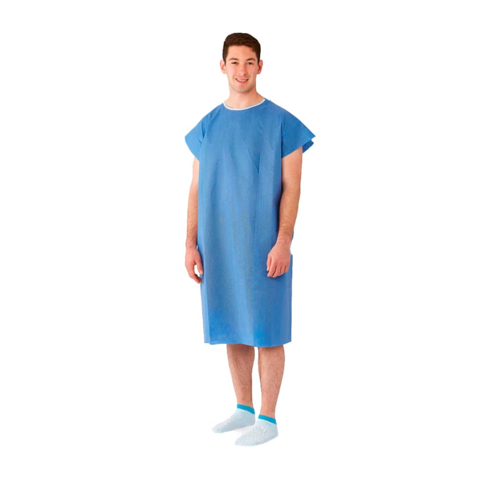 Bata para pacientes con apertura frontal azul - Miniatura 2