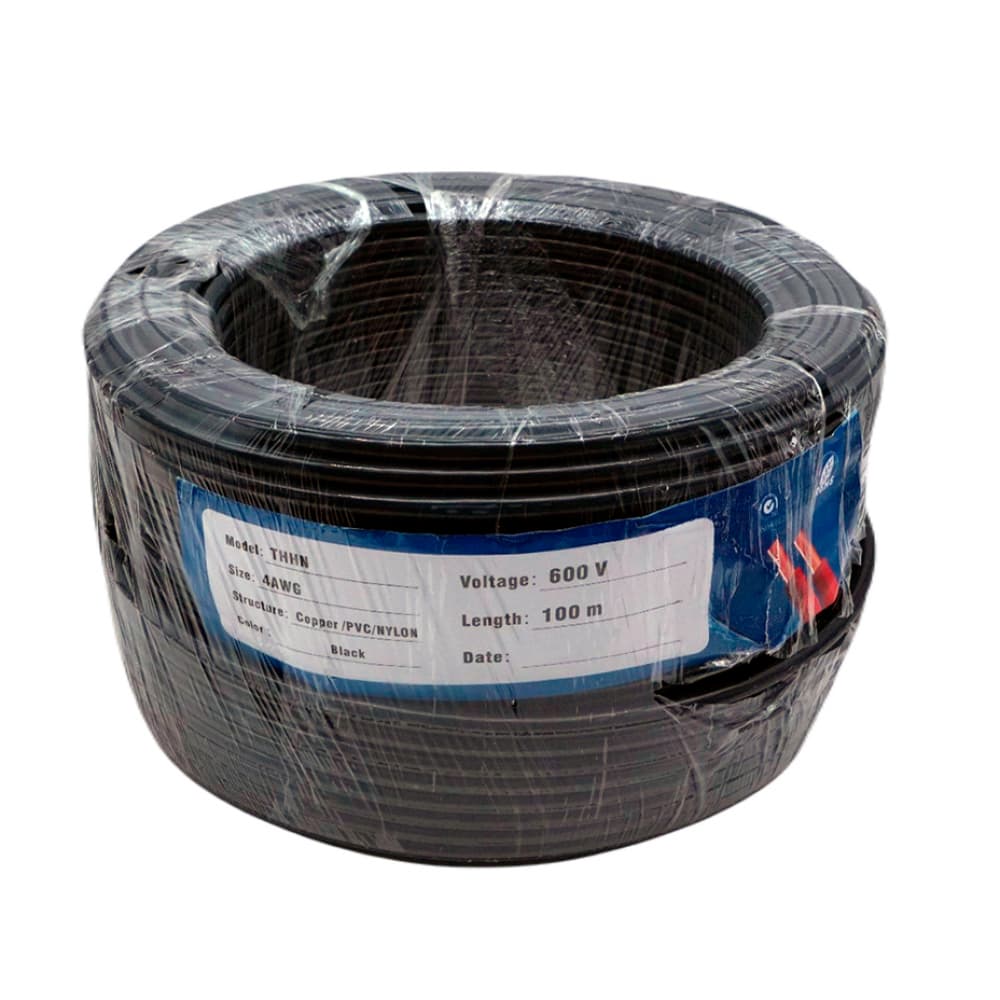 Cable negro 600 V calibre 4 THHN (100 m / 328 ft) - Imagen 1