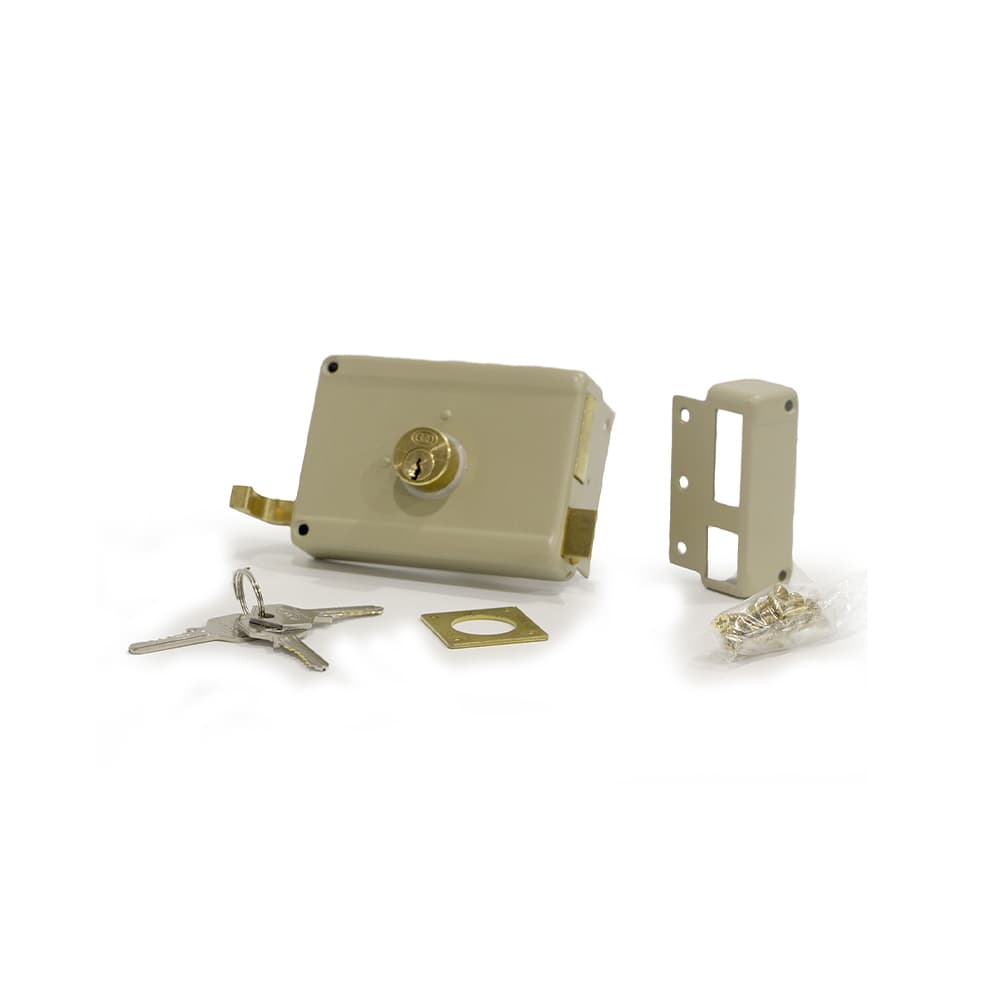 Cerradura de sobreponer de acero con cilindro en bronce TRI-CIRCLE - Imagen 1