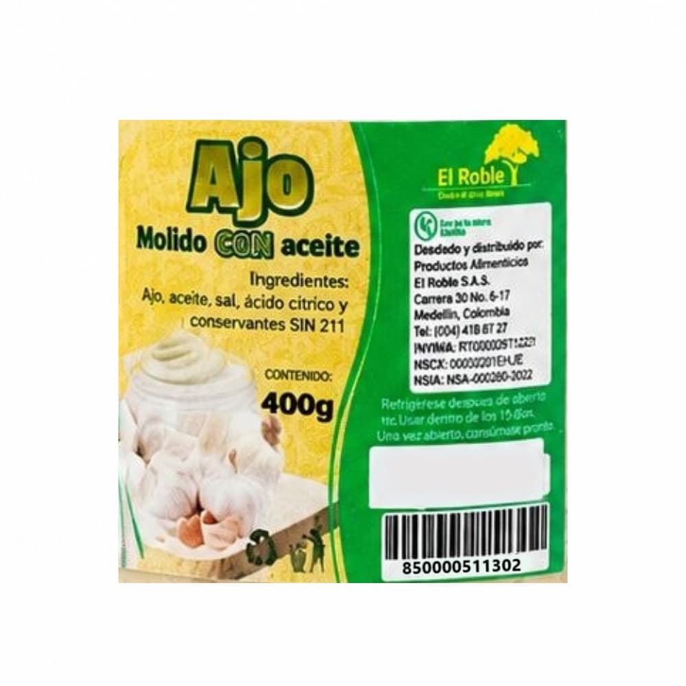 Ajo molido en aceite El Roble (400 g / 14.11 oz) - Miniatura 4