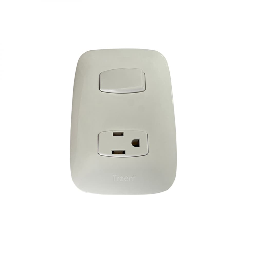Interruptor sencillo con tomacorriente de 15 A Troen (1 U) - Miniatura 2