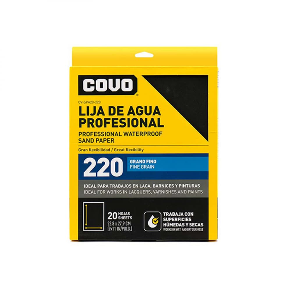 Lija de agua grano No. 220 Covo (20 U) - Imagen 1