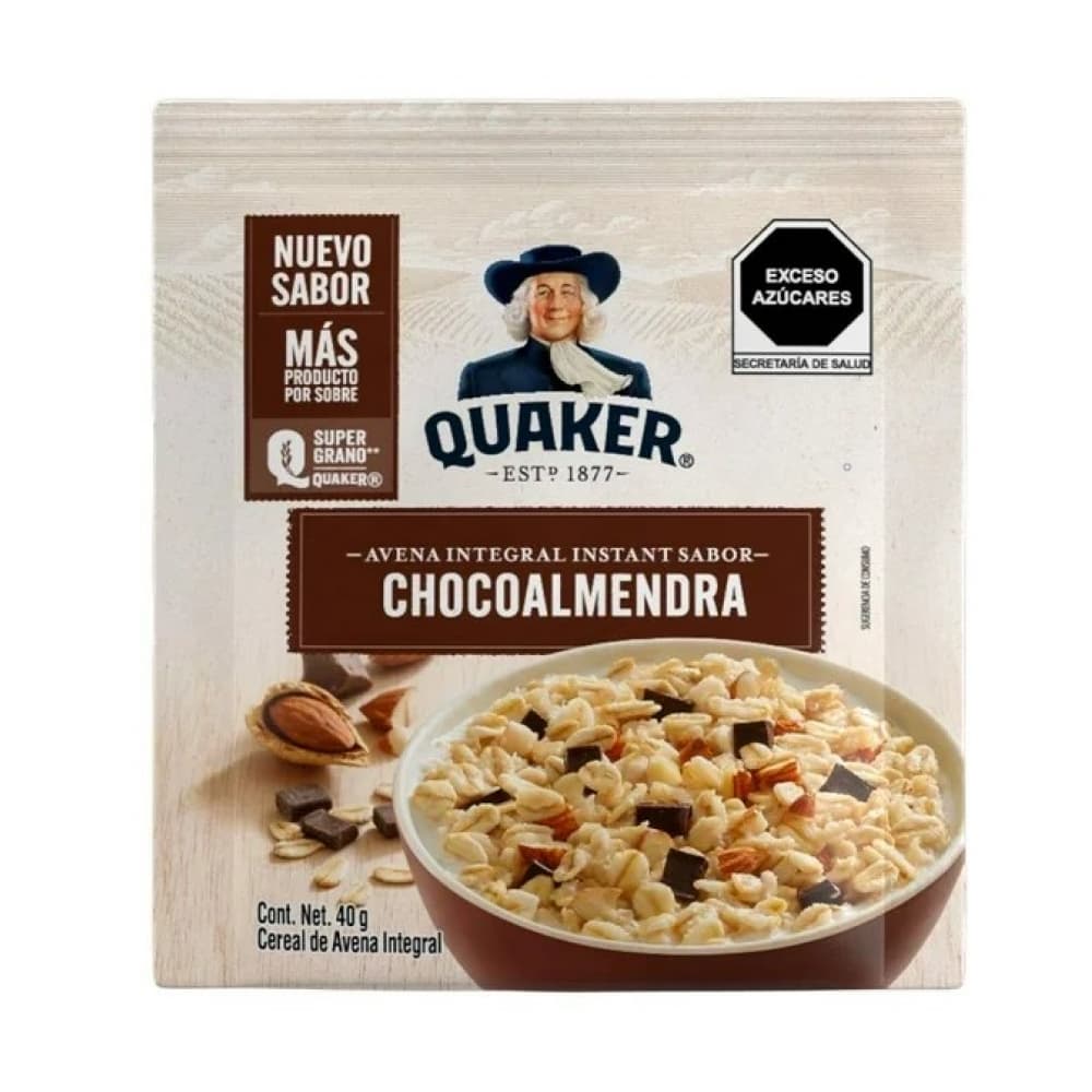 Avena integral instantanea sabor chocoalmendra Quaker (40 g / 1.41 oz) - Imagen 1