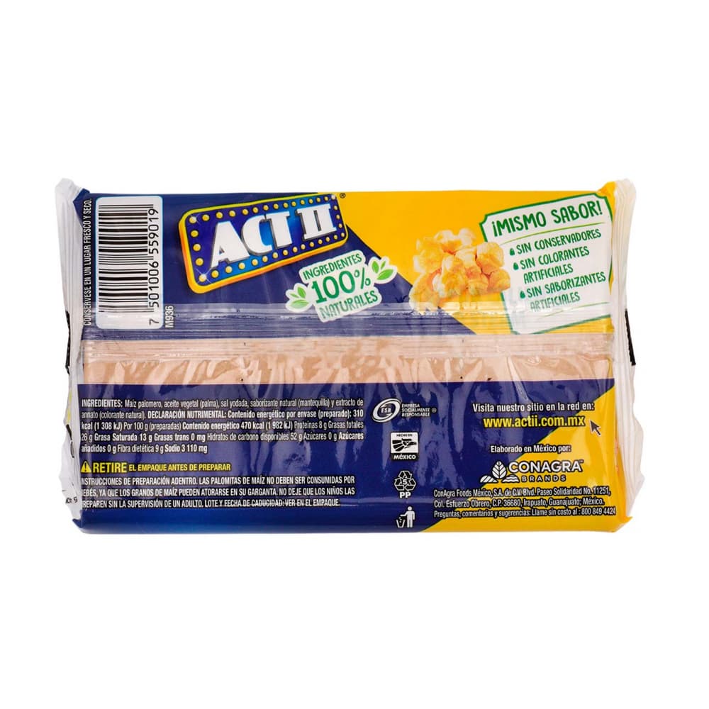 Palomitas de maíz sabor mantequilla ACT II (80 g / 2.82 oz) - Miniatura 2