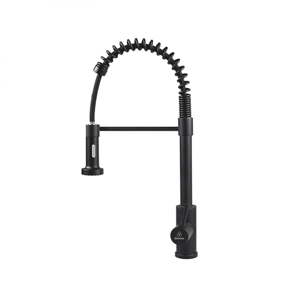 Grifo monomando mesclador para fregadero con rociador abatible - Serie Black - Griven - Imagen 1
