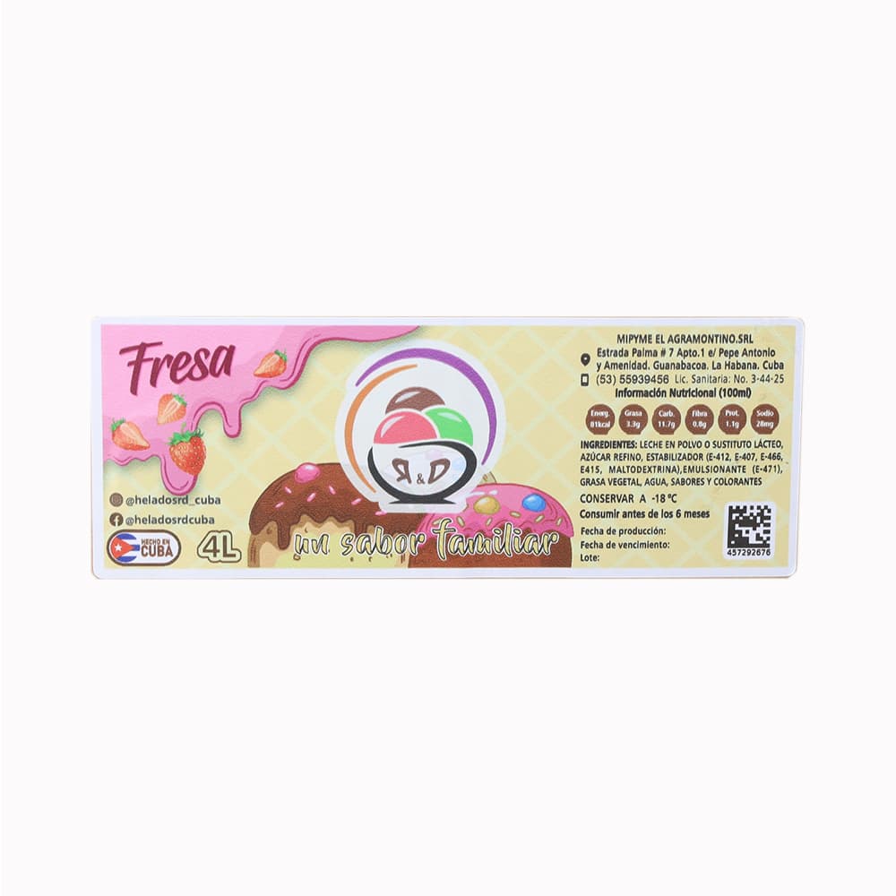 Helado sabor fresa R&D (4 L) - Miniatura 2