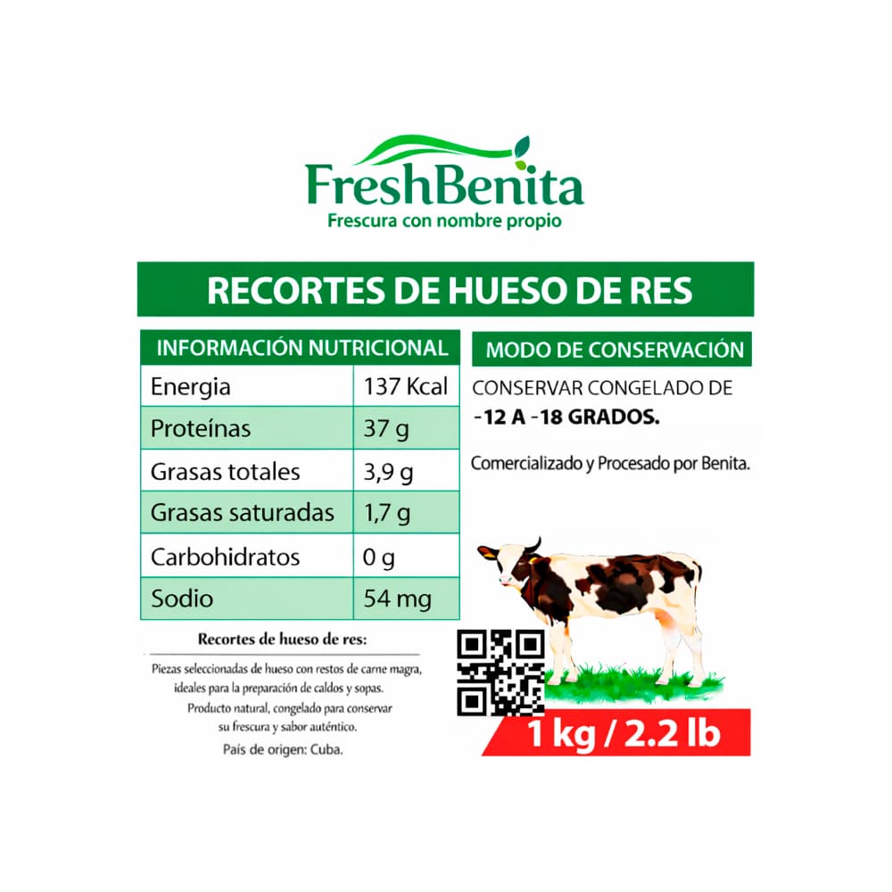 Recortes de hueso de res FreshBenita (1 kg / 2.2 lb) - Miniatura 2