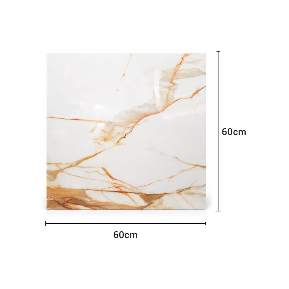 Caja de losas calacatta cobra de porcelana esmaltada 600 mm x 600 mm Malu (4 U) - Miniatura 3