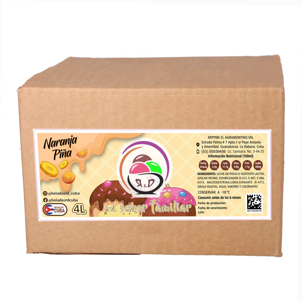 Helado sabor naranja piña R&D (4 L) - Imagen 1