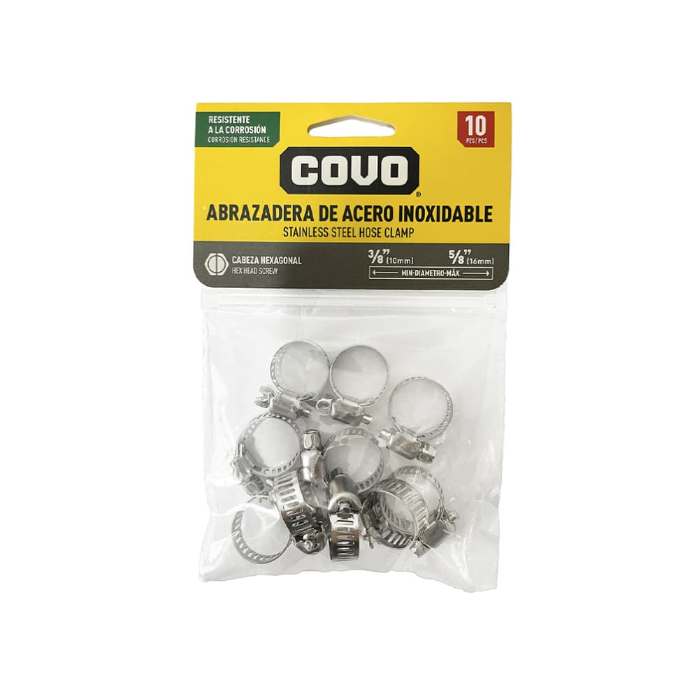 Abrazaderas de acero inoxidable 10 mm - 16 mm Covo (10 U) - Imagen 1