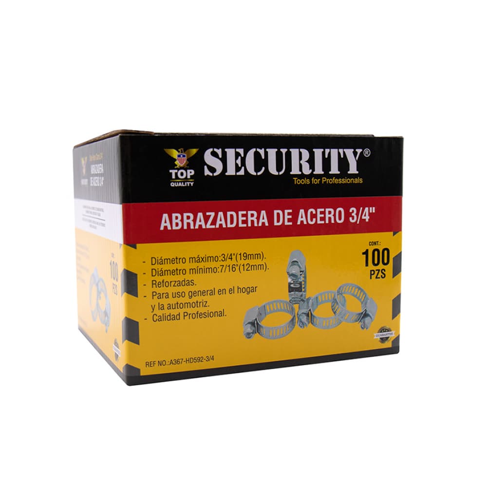 Caja de 100 abrazaderas de acero de 3/4" Security - Imagen 1