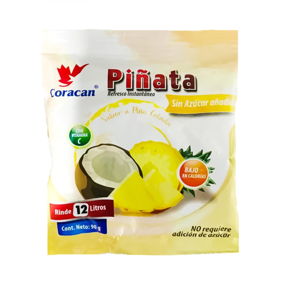 Refresco Instantáneo sabor piña colada sin azúcar Piñata Coracan (90 g / 3.17 oz) - Imagen 1