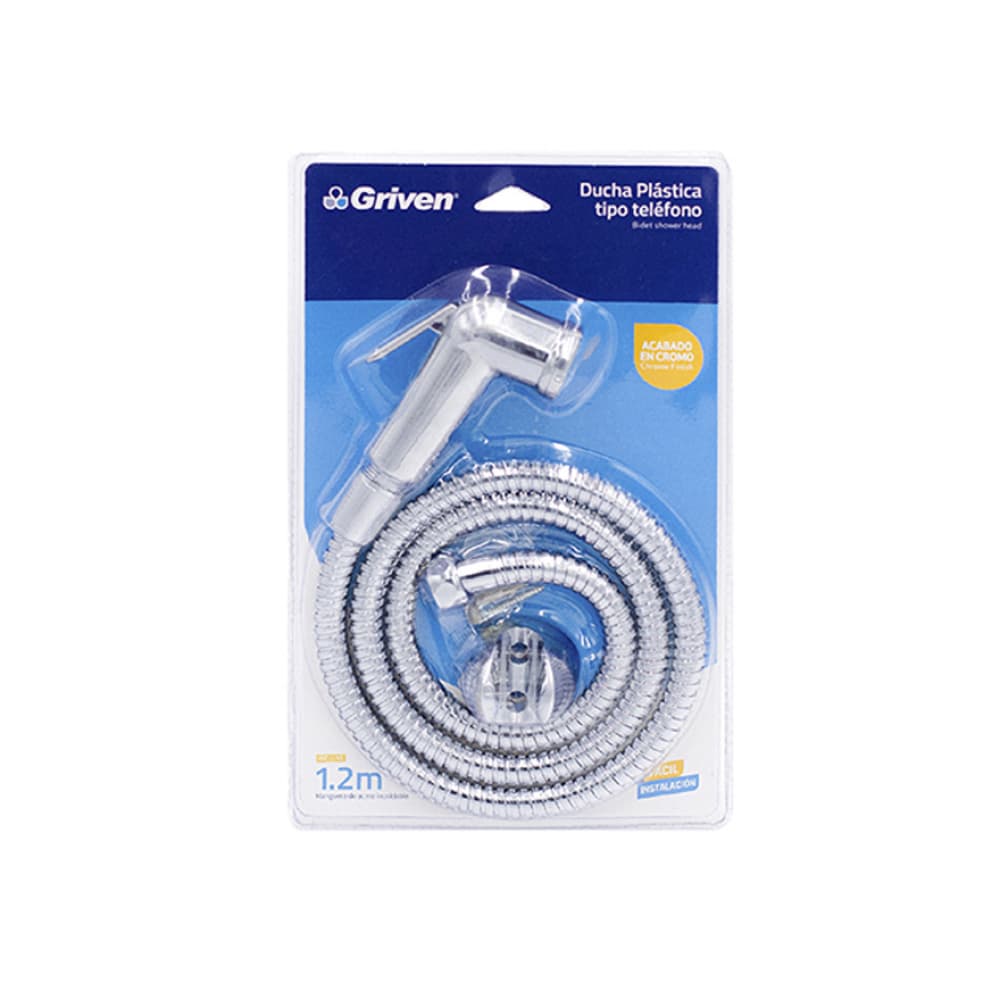 Ducha plástica cromada tipo teléfono 1.2 m Griven A367-15003 - Imagen 1