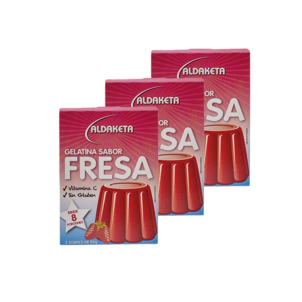 Gelatina sabor fresa (3 x 2 x 85 g / 3 oz) - Imagen 1