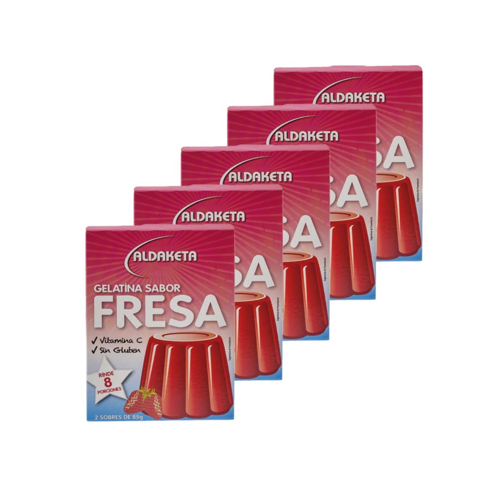 Gelatina sabor fresa (5 x 2 x 85 g / 3 oz) - Imagen 1