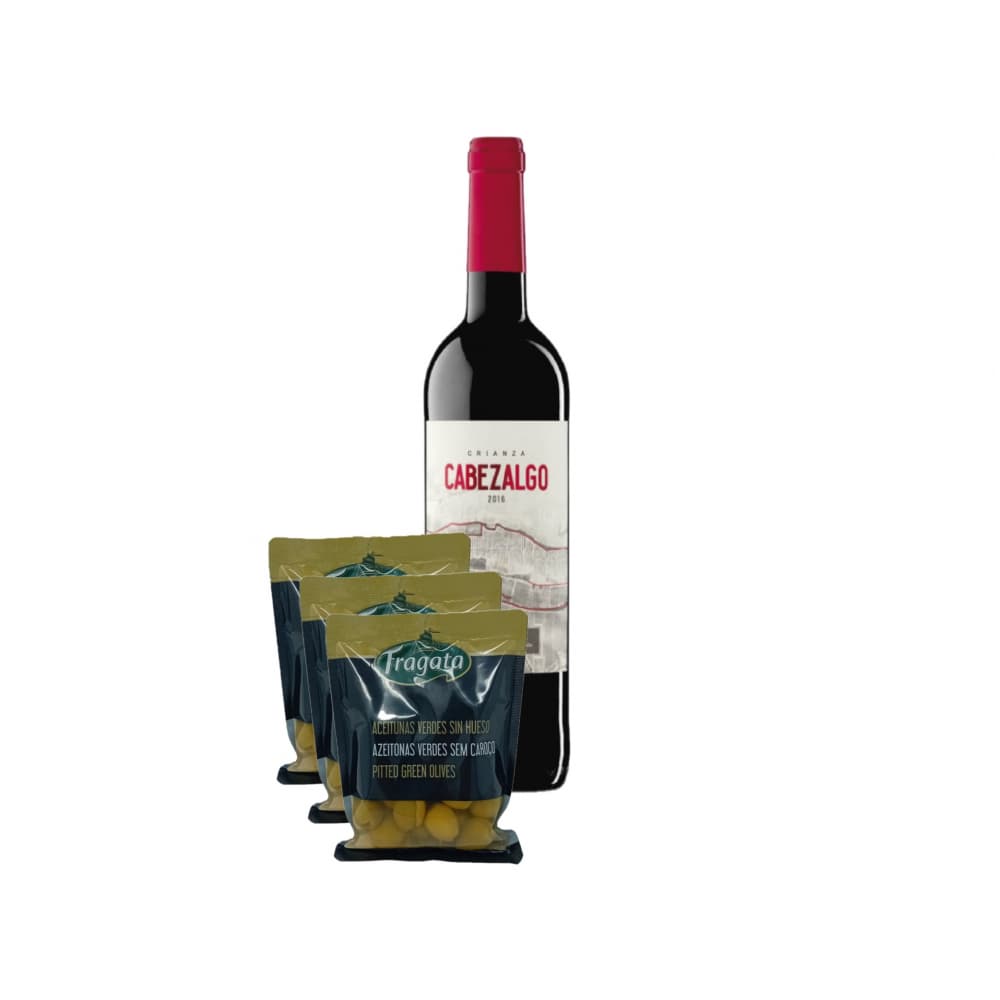 Vino tinto Rioja Crianza + Aceitunas verdes sin hueso - Imagen 1