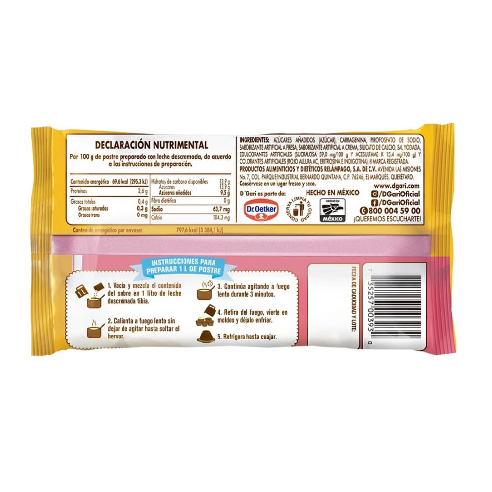 Flan sabor fresas con crema D'Gari (115 g / 4.06 oz) - Miniatura 2