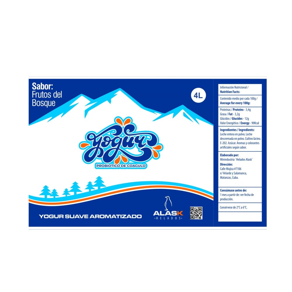 Yogurt probiótico de coágulo sabor frutos del bosque Alask (4 L) - Miniatura 2