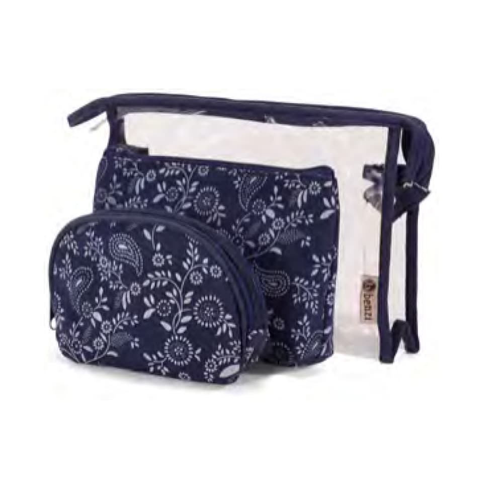 Juego de estuches para cosméticos floreado color azul oscuro - Imagen 1