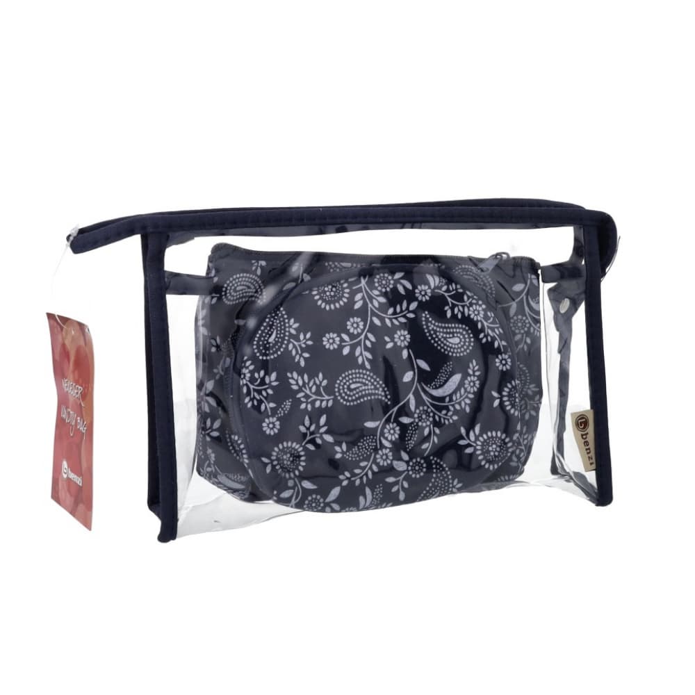 Juego de estuches para cosméticos floreado color azul oscuro - Miniatura 2