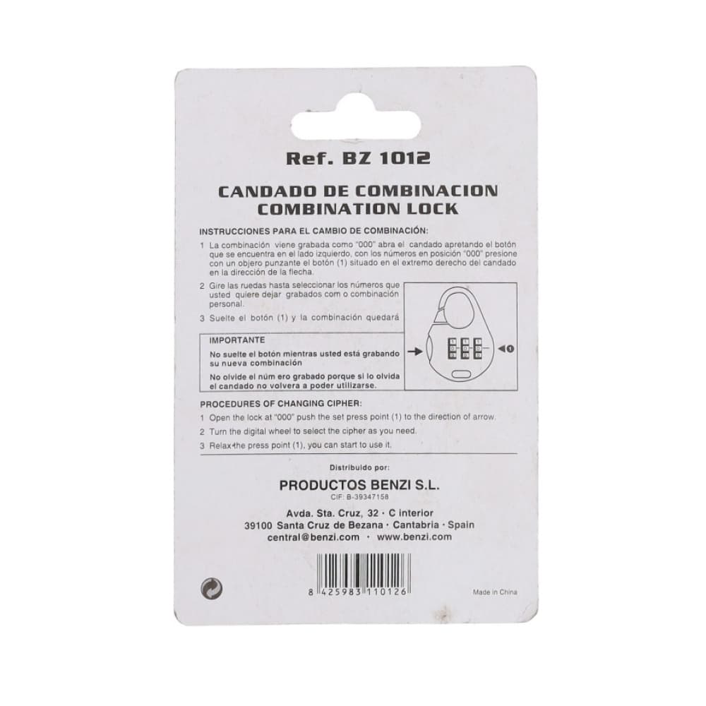 Candado de combinación BZ1012 Benzi - Miniatura 3