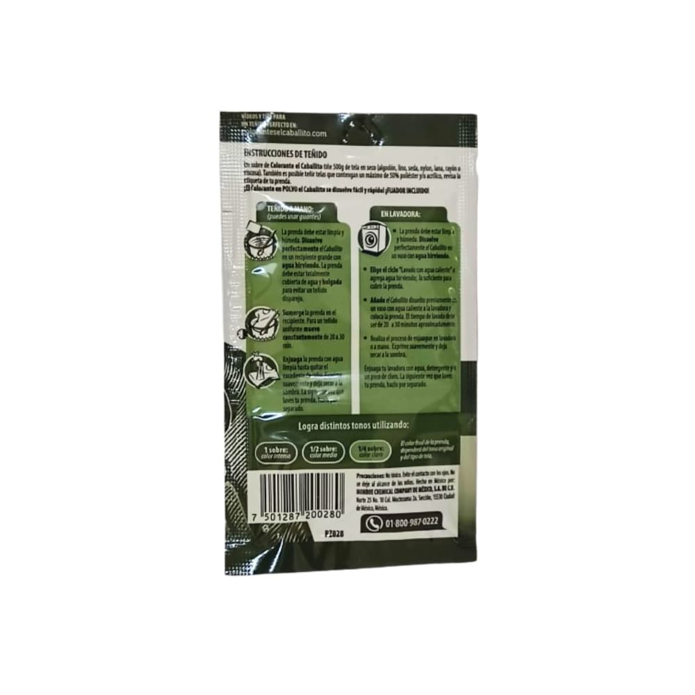 Colorante para ropa verde militar El Caballito (16 g) - Miniatura 2