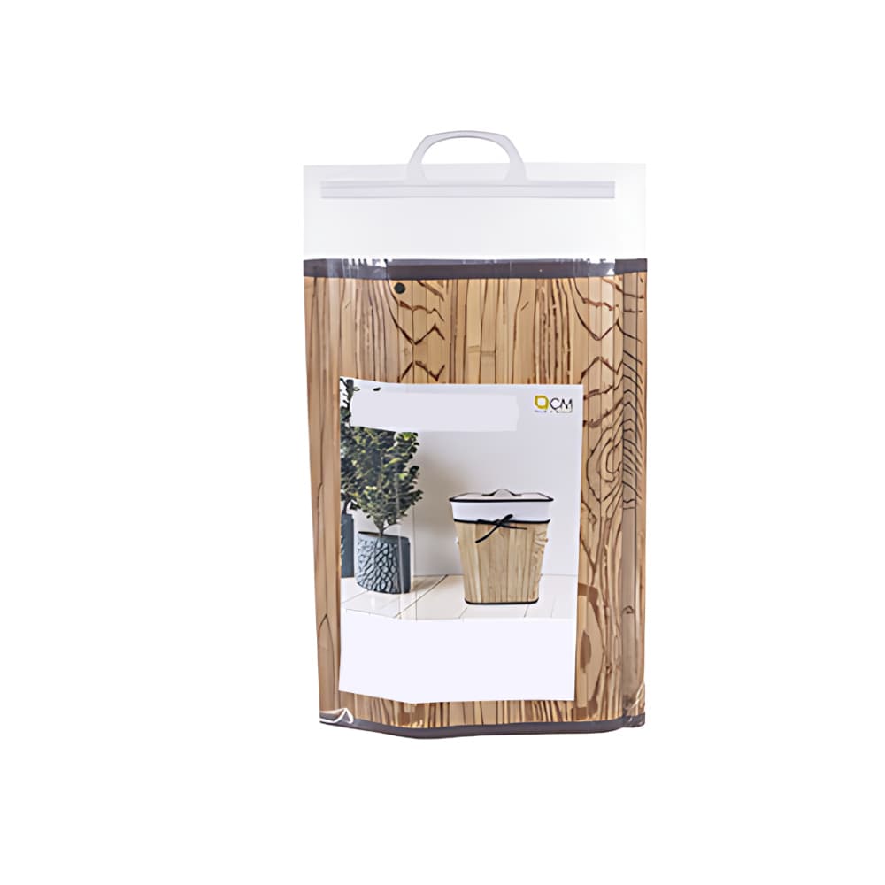 Ropero de bambú plegable cuadrado natural con lazo de 28 cm x 42 cm - Miniatura 2