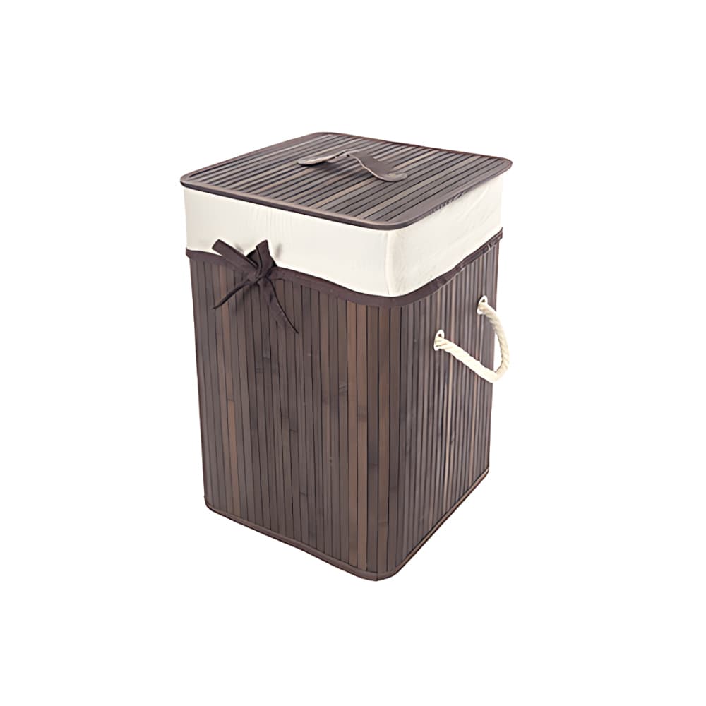 Ropero de bambú plegable cuadrado caoba con lazo de 28 cm x 42 cm Casa y Menaje - Imagen 1