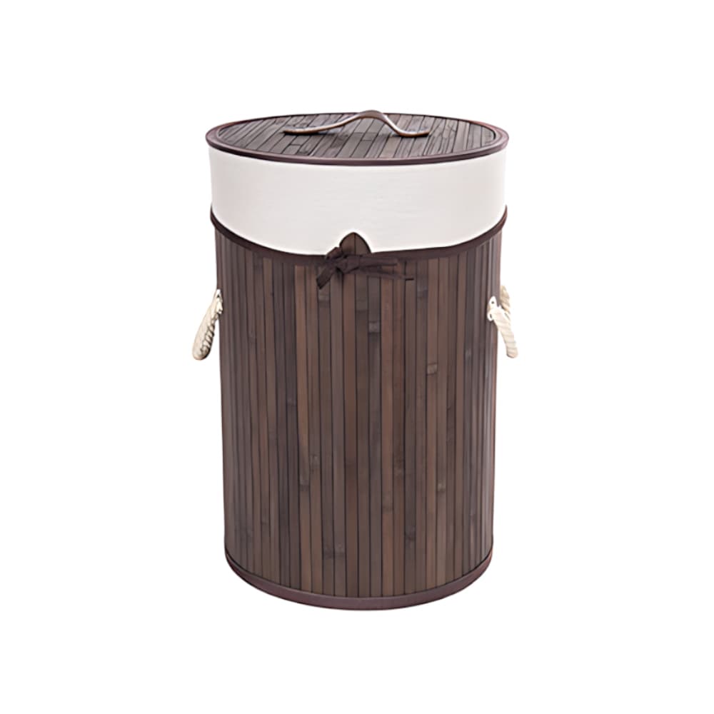 Ropero de bambú plegable redondo con lazo de 28 cm x 42 cm - Imagen 1