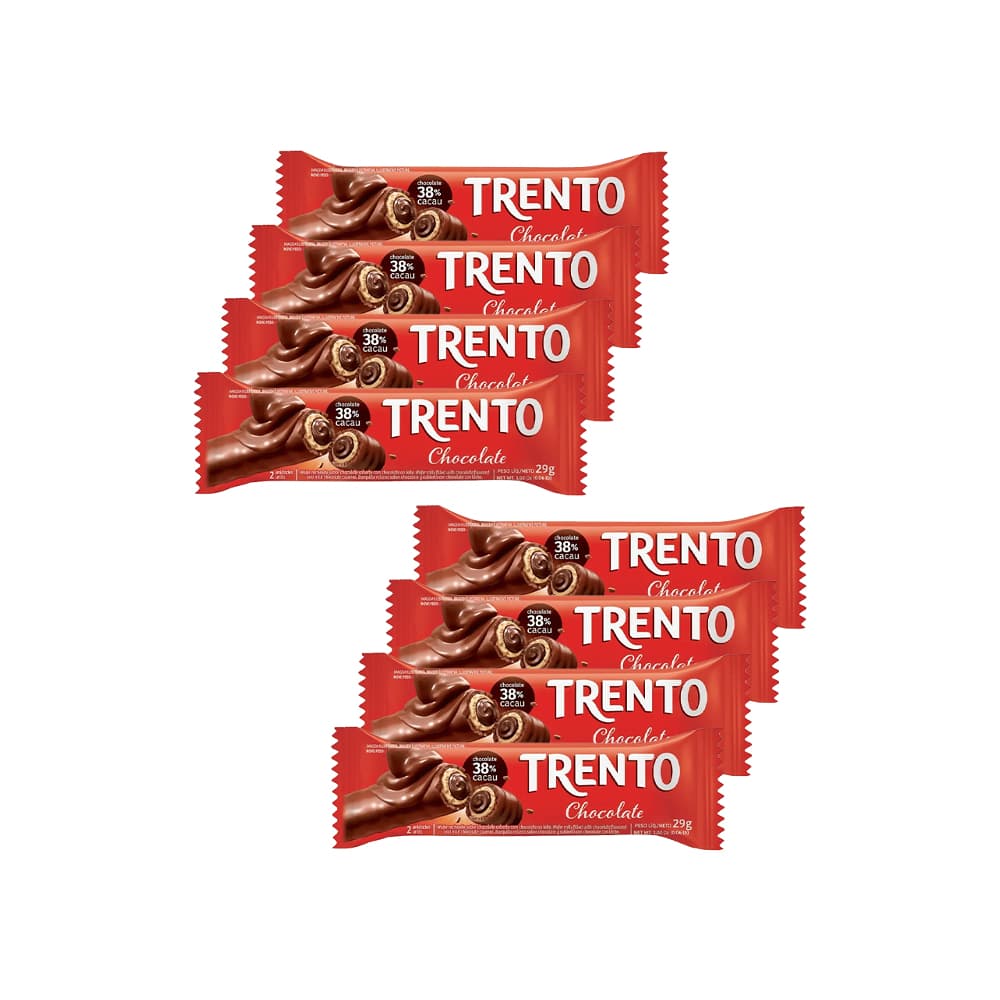Barquilla rellena sabor chocolate y cubierta con chocolate con leche Trento (8 x 29 g / 1.02 oz) - Imagen 1