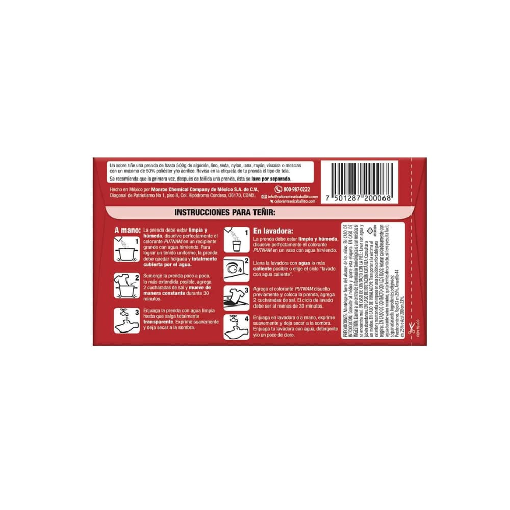 Colorante fijo para ropa jeans rojo turco 6 el Caballito Clásico (13 g) - Miniatura 2