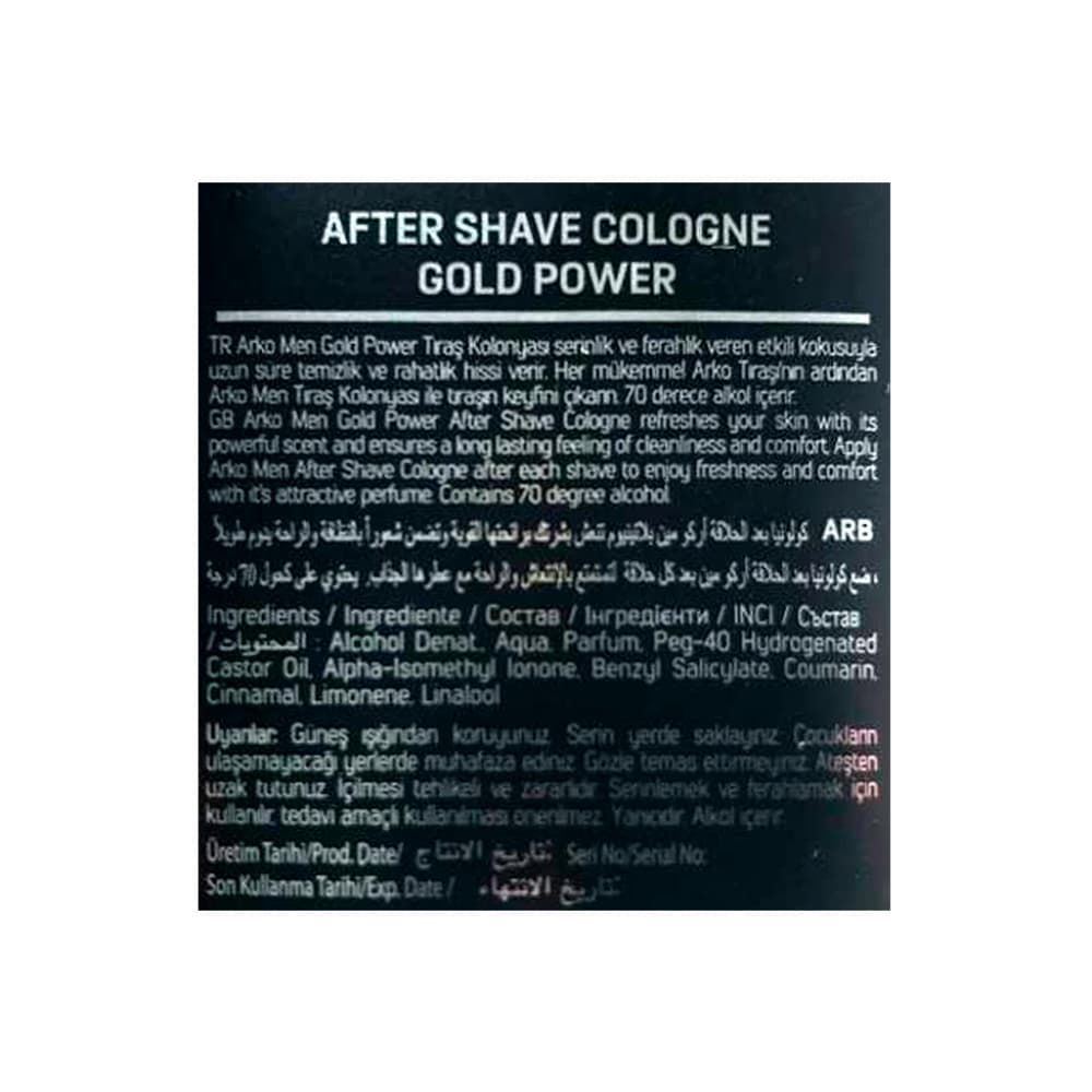 Colonia para después del afeitado poder de oro Arko (255 ml) - Miniatura 3