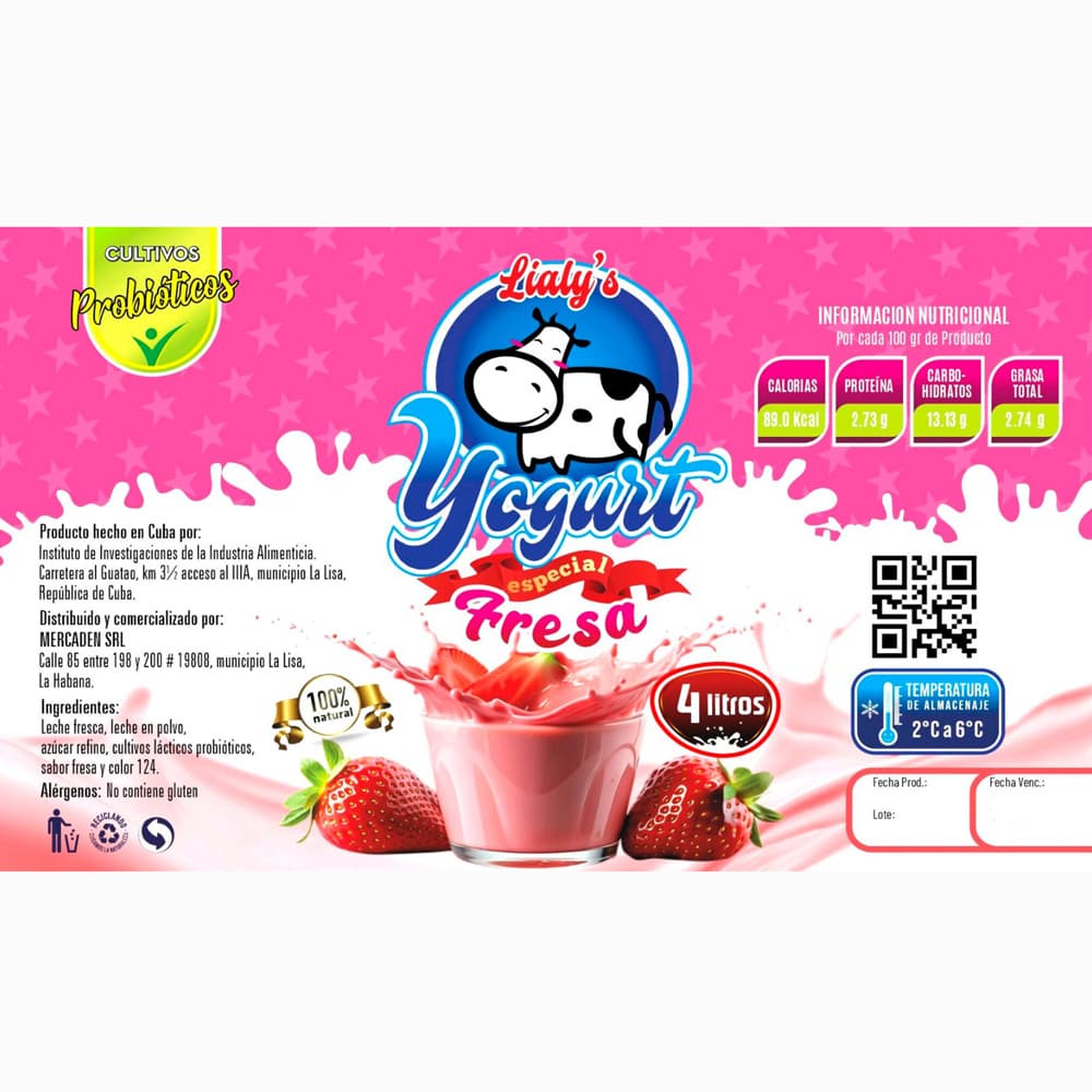 Yogurt probiótico especial sabor fresa Lialy's (4 L) - Miniatura 2