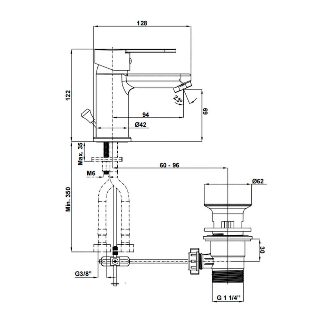 Grifo mezclador para lavabo con desagüe automático Gala Teza G3852100 - Miniatura 2